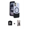 MARSİLYAN™- iPhone 11 Kılıf Kozmos Form Özel Seri - Siyah Bilvis Hayalet Cam Ekran Koruyucu + PVD Metal Kamera Lens - TU