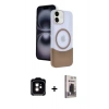 MARSİLYAN™- iPhone 11 Kılıf Kozmos Form Özel Seri - Siyah Bilvis Hayalet Cam Ekran Koruyucu + PVD Metal Kamera Lens - TU