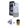 MARSİLYAN™- iPhone 11 Kılıf Kozmos Form Özel Seri - Siyah Buffer Cam Ekran Koruyucu + Mor Raze Metal Kamera Lens