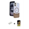 MARSİLYAN™- iPhone 11 Kılıf Kozmos Form Özel Seri - Siyah Buffer Cam Ekran Koruyucu + Pembe Renkli Kamera Lens Koruma Cam