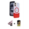 MARSİLYAN™- iPhone 11 Kılıf Kozmos Form Özel Seri - Siyah Buffer Cam Ekran Koruyucu + Raze Metal Kamera Lens - SH