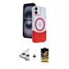 MARSİLYAN™- iPhone 11 Kılıf Kozmos Form Özel Seri - Siyah Buffer Cam Ekran Koruyucu + Raze Metal Kamera Lens - GS