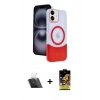 MARSİLYAN™- iPhone 11 Kılıf Kozmos Form Özel Seri - Siyah Buffer Cam Ekran Koruyucu + Şeffaf Kamera Lens Koruma Cam