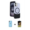 MARSİLYAN™- iPhone 11 Kılıf Kozmos Form Özel Seri - Siyah Buffer Cam Ekran Koruyucu + Neon Fosforlu Kamera Lens - TU