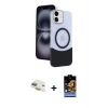 MARSİLYAN™- iPhone 11 Kılıf Kozmos Form Özel Seri - Siyah Buffer Hayalet Cam Ekran Koruyucu + Pers Alüminyum Kamera Lens - GD
