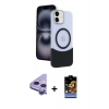 MARSİLYAN™- iPhone 11 Kılıf Kozmos Form Özel Seri - Siyah Buffer Hayalet Cam Ekran Koruyucu + Raze Metal Kamera Lens - MR