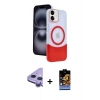 MARSİLYAN™- iPhone 11 Kılıf Kozmos Form Özel Seri - Siyah Buffer Hayalet Cam Ekran Koruyucu + Raze Metal Kamera Lens - MR