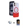 MARSİLYAN™- iPhone 11 Kılıf Kozmos Form Özel Seri - Siyah Buffer Hayalet Cam Ekran Koruyucu + Pers Alüminyum Kamera Lens - GI