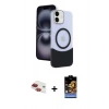 MARSİLYAN™- iPhone 11 Kılıf Kozmos Form Özel Seri - Siyah Buffer Hayalet Cam Ekran Koruyucu + Pers Alüminyum Kamera Lens - KI