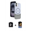 MARSİLYAN™- iPhone 11 Kılıf Kozmos Form Özel Seri - Siyah Buffer Hayalet Cam Ekran Koruyucu + PVD Metal Kamera Lens - TU