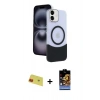MARSİLYAN™- iPhone 11 Kılıf Kozmos Form Özel Seri - Siyah Buffer Hayalet Cam Ekran Koruyucu + Rainbow Kamera Lens Koruma Cam - KI