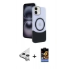 MARSİLYAN™- iPhone 11 Kılıf Kozmos Form Özel Seri - Siyah Buffer Hayalet Cam Ekran Koruyucu + Raze Metal Kamera Lens - GS