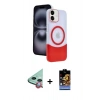 MARSİLYAN™- iPhone 11 Kılıf Kozmos Form Özel Seri - Siyah Buffer Hayalet Cam Ekran Koruyucu + Raze Metal Kamera Lens - KI