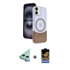 MARSİLYAN™- iPhone 11 Kılıf Kozmos Form Özel Seri - Siyah Buffer Hayalet Cam Ekran Koruyucu + Raze Metal Kamera Lens - MI