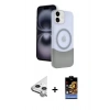 MARSİLYAN™- iPhone 11 Kılıf Kozmos Form Özel Seri - Siyah Buffer Hayalet Cam Ekran Koruyucu + Raze Metal Kamera Lens - GS
