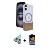 MARSİLYAN™- iPhone 11 Kılıf Kozmos Form Özel Seri - Siyah Buffer Hayalet Cam Ekran Koruyucu + Raze Metal Kamera Lens - KI