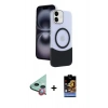 MARSİLYAN™- iPhone 11 Kılıf Kozmos Form Özel Seri - Siyah Buffer Hayalet Cam Ekran Koruyucu + Raze Metal Kamera Lens - KI