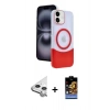 MARSİLYAN™- iPhone 11 Kılıf Kozmos Form Özel Seri - Siyah Buffer Hayalet Cam Ekran Koruyucu + Raze Metal Kamera Lens - GS