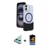MARSİLYAN™- iPhone 11 Kılıf Kozmos Form Özel Seri - Siyah Buffer Hayalet Cam Ekran Koruyucu + Raze Metal Kamera Lens - MI