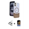 MARSİLYAN™- iPhone 11 Kılıf Kozmos Form Özel Seri - Siyah Buffer Hayalet Cam Ekran Koruyucu + Raze Metal Kamera Lens - GS