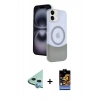 MARSİLYAN™- iPhone 11 Kılıf Kozmos Form Özel Seri - Siyah Buffer Hayalet Cam Ekran Koruyucu + Raze Metal Kamera Lens - MI