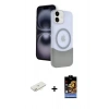 MARSİLYAN™- iPhone 11 Kılıf Kozmos Form Özel Seri - Siyah Buffer Hayalet Cam Ekran Koruyucu + Renkli Kamera Lens Koruma Cam - SI