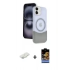 MARSİLYAN™- iPhone 11 Kılıf Kozmos Form Özel Seri - Siyah Buffer Hayalet Cam Ekran Koruyucu + Renkli Kamera Lens Koruma Cam - SI