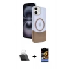 MARSİLYAN™- iPhone 11 Kılıf Kozmos Form Özel Seri - Siyah Buffer Hayalet Cam Ekran Koruyucu + Şeffaf Kamera Lens Koruma Cam