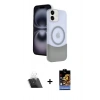 MARSİLYAN™- iPhone 11 Kılıf Kozmos Form Özel Seri - Siyah Buffer Hayalet Cam Ekran Koruyucu + Şeffaf Kamera Lens Koruma Cam