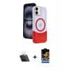 MARSİLYAN™- iPhone 11 Kılıf Kozmos Form Özel Seri - Siyah Buffer Hayalet Cam Ekran Koruyucu + Şeffaf Kamera Lens Koruma Cam