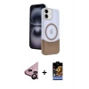 MARSİLYAN™- iPhone 11 Kılıf Kozmos Form Özel Seri - Siyah Buffer Hayalet Cam Ekran Koruyucu + Raze Metal Kamera Lens - SH