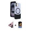 MARSİLYAN™- iPhone 11 Kılıf Kozmos Form Özel Seri - Siyah Buffer Hayalet Cam Ekran Koruyucu + Raze Metal Kamera Lens - SH