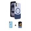 MARSİLYAN™- iPhone 11 Kılıf Kozmos Form Özel Seri - Siyah Buffer Hayalet Cam Ekran Koruyucu + Turuncu Neon Fosforlu Kamera Lens