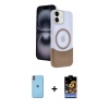 MARSİLYAN™- iPhone 11 Kılıf Kozmos Form Özel Seri - Siyah Buffer Hayalet Cam Ekran Koruyucu + Turuncu Neon Fosforlu Kamera Lens