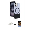 MARSİLYAN™- iPhone 11 Kılıf Kozmos Form Özel Seri - Siyah Buffer Hayalet Cam Ekran Koruyucu + Renkli Kamera Lens Koruma Cam - TU