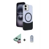 MARSİLYAN™- iPhone 11 Kılıf Kozmos Form Özel Seri - Siyah Joko Magic 5D Cam + Raze Metal Kamera Lens - KI