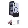 MARSİLYAN™- iPhone 11 Kılıf Kozmos Form Özel Seri - Siyah Joko Magic 5D Cam + Siyah Raze Metal Kamera Lens