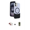 MARSİLYAN™- iPhone 11 Kılıf Kozmos Form Özel Seri - Siyah Joko Magic 5D Hayalet Cam + Kırmızı Pers Alüminyum Kamera Lens
