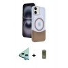 MARSİLYAN™- iPhone 11 Kılıf Kozmos Form Özel Seri - Siyah Joko Magic 5D Hayalet Cam + Mavi Raze Metal Kamera Lens
