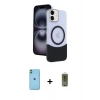 MARSİLYAN™- iPhone 11 Kılıf Kozmos Form Özel Seri - Siyah Joko Magic 5D Hayalet Cam + Neon Fosforlu Kamera Lens - YL