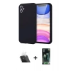 MARSİLYAN™- iPhone 11 Kılıf Kozmos Yansıma Özel Seri - Şeffaf 360 Full Body Arka Koruyucu + Kamera Lens Koruma Cam - SF