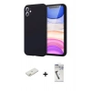 MARSİLYAN™- iPhone 11 Kılıf Kozmos Yansıma Özel Seri - Şeffaf Uv Polymer Nano Ekran Koruyucu + Turuncu Renkli Kamera Lens Koruma Cam