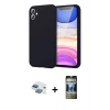 MARSİLYAN™- iPhone 11 Kılıf Kozmos Yansıma Özel Seri - Siyah 34D Hayalet Izgaralı Cam + Pers Alüminyum Kamera Lens - GI