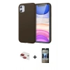 MARSİLYAN™- iPhone 11 Kılıf Kozmos Yansıma Özel Seri - Siyah 34D Hayalet Izgaralı Cam + Pers Alüminyum Kamera Lens - KI