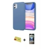 MARSİLYAN™- iPhone 11 Kılıf Kozmos Yansıma Özel Seri - Siyah 34D Hayalet Izgaralı Cam + Kırmızı Rainbow Kamera Lens Koruma Cam