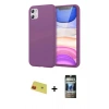 MARSİLYAN™- iPhone 11 Kılıf Kozmos Yansıma Özel Seri - Siyah 34D Hayalet Izgaralı Cam + Kırmızı Rainbow Kamera Lens Koruma Cam