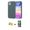 MARSİLYAN™- iPhone 11 Kılıf Kozmos Yansıma Özel Seri - Siyah 34D Hayalet Izgaralı Cam + Kırmızı Rainbow Kamera Lens Koruma Cam