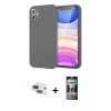 MARSİLYAN™- iPhone 11 Kılıf Kozmos Yansıma Özel Seri - Siyah 34D Hayalet Izgaralı Cam + Pers Alüminyum Kamera Lens - LT