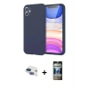 MARSİLYAN™- iPhone 11 Kılıf Kozmos Yansıma Özel Seri - Siyah 34D Hayalet Izgaralı Cam + Pers Alüminyum Kamera Lens - LT