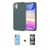MARSİLYAN™- iPhone 11 Kılıf Kozmos Yansıma Özel Seri - Siyah 34D Hayalet Izgaralı Cam + Neon Fosforlu Kamera Lens - TU